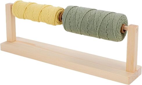 UNICRAFTALE Wooden Yarn Holder for Knitting Croche Supplies Single Rotating Yarn Ball Dispenser Stand Horizontal Yarn Spinner Ribbon Storage Organizer Rack Crochet Gift for Knitting Lovers in Kuwait