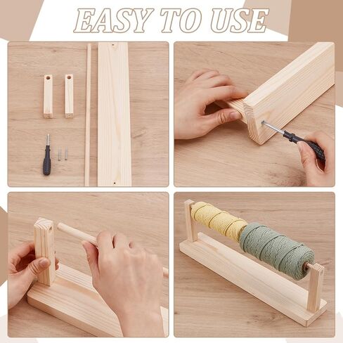 UNICRAFTALE Wooden Yarn Holder for Knitting Croche Supplies Single Rotating Yarn Ball Dispenser Stand Horizontal Yarn Spinner Ribbon Storage Organizer Rack Crochet Gift for Knitting Lovers in Kuwait