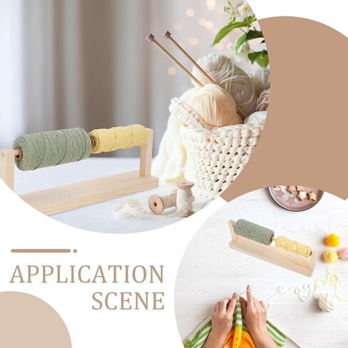 UNICRAFTALE Wooden Yarn Holder for Knitting Croche Supplies Single Rotating Yarn Ball Dispenser Stand Horizontal Yarn Spinner Ribbon Storage Organizer Rack Crochet Gift for Knitting Lovers in Kuwait