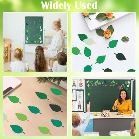 200Pcs Green Leaf Cardboard Decoration in Eight Colors, Bright Colors Leaf Stickers Spring Summer Bulletin Board Tree, DIY Crafts Suitable for Classroom Decoration in Saudi Arabia
