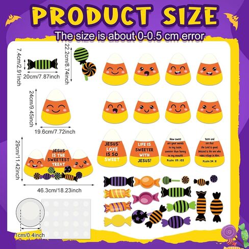 Fuutreo 29 Pcs Halloween Candy Corn Decor Cutouts Christian Halloween Candy Corn Bulletin Board Decorations Religious Door Decoration Kit for Classroom Sunday School Art Crafts Wall Chalkboard in Saudi Arabia
