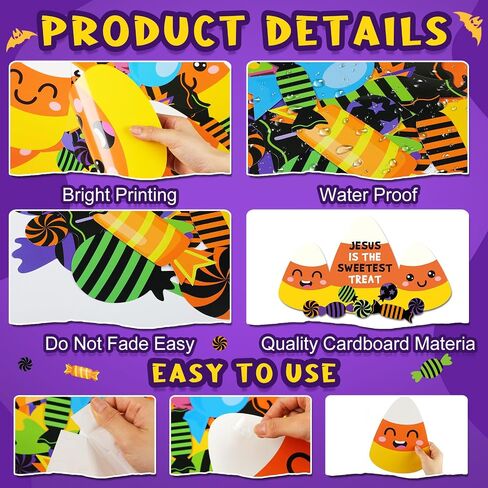 Fuutreo 29 Pcs Halloween Candy Corn Decor Cutouts Christian Halloween Candy Corn Bulletin Board Decorations Religious Door Decoration Kit for Classroom Sunday School Art Crafts Wall Chalkboard in Saudi Arabia