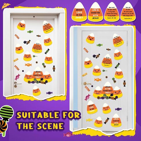 Fuutreo 29 Pcs Halloween Candy Corn Decor Cutouts Christian Halloween Candy Corn Bulletin Board Decorations Religious Door Decoration Kit for Classroom Sunday School Art Crafts Wall Chalkboard in Saudi Arabia