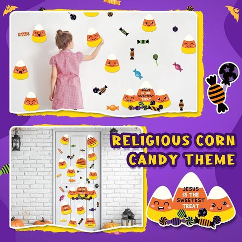 Fuutreo 29 Pcs Halloween Candy Corn Decor Cutouts Christian Halloween Candy Corn Bulletin Board Decorations Religious Door Decoration Kit for Classroom Sunday School Art Crafts Wall Chalkboard in Saudi Arabia