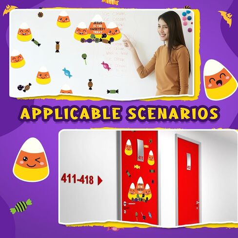 Fuutreo 29 Pcs Halloween Candy Corn Decor Cutouts Christian Halloween Candy Corn Bulletin Board Decorations Religious Door Decoration Kit for Classroom Sunday School Art Crafts Wall Chalkboard in Saudi Arabia