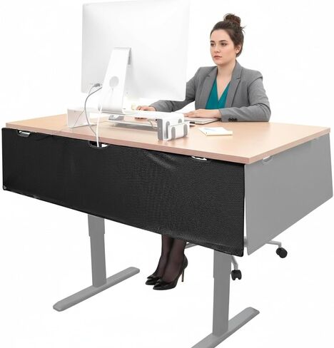 Mount-It! Under Desk Modesty Panel for Office Desks and Sit Stand Workstations [60 Inches Wide] Mesh Organizer Pockets for Cables and Wires (Black) in Kuwait