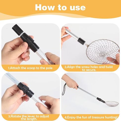 3pcs Sand Sifter for the Beach ، Scoop Scoop القابلة للتعديل ، مقارف قذيفة غربلة القشرة للشاطئ مع مقبض طويل ، Sifter Shark Tooth Sifter للشاطئ (الفضة) in Saudi Arabia
