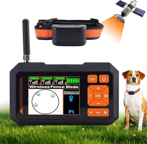 السياج الكهربائي للحيوانات الأليفة ، نظام السياج الكهربائي اللاسلكي غير المرئي ، GPS Smart Smart Remote Twip Function 2000 قدم قابلة للتعديل بطاريات مقاومة للماء مناسبة للحيوانات الأليفة الصغيرة/المتوسطة/الكبيرة in Kuwait