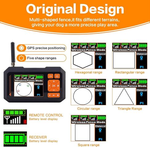 السياج الكهربائي للحيوانات الأليفة ، نظام السياج الكهربائي اللاسلكي غير المرئي ، GPS Smart Smart Remote Twip Function 2000 قدم قابلة للتعديل بطاريات مقاومة للماء مناسبة للحيوانات الأليفة الصغيرة/المتوسطة/الكبيرة in Kuwait