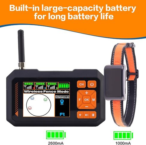 السياج الكهربائي للحيوانات الأليفة ، نظام السياج الكهربائي اللاسلكي غير المرئي ، GPS Smart Smart Remote Twip Function 2000 قدم قابلة للتعديل بطاريات مقاومة للماء مناسبة للحيوانات الأليفة الصغيرة/المتوسطة/الكبيرة in Kuwait