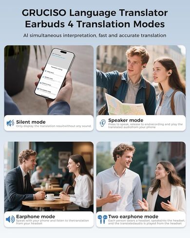 سماعات الأذن ترجمة AI ، تترجمات 3-in-1 سماعات الأذن 150 لغة ولهجات ، Hifi Sound ، Fit iOS و Android ، تصميم مقطع مفتوح للسفر والتعلم والأعمال （أسود） in Saudi Arabia