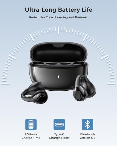 سماعات الأذن ترجمة AI ، تترجمات 3-in-1 سماعات الأذن 150 لغة ولهجات ، Hifi Sound ، Fit iOS و Android ، تصميم مقطع مفتوح للسفر والتعلم والأعمال （أسود） in Saudi Arabia
