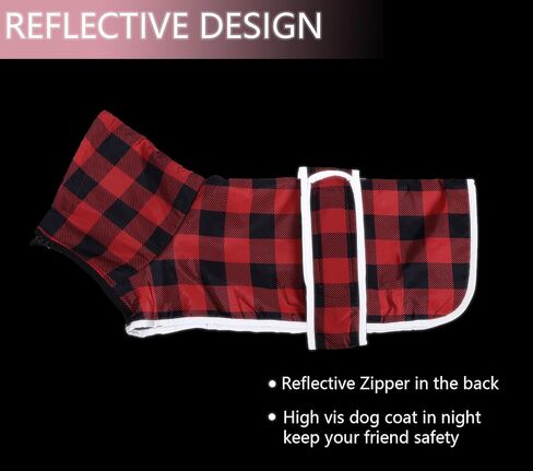 GeyeCete Dachshund Winter Coat Grid Coats Dog Coats Coats Ceilted Dog Jacket Coat Thermal ، مع بطانة الفانيلا الدافئة في الخارج حمر in Kuwait