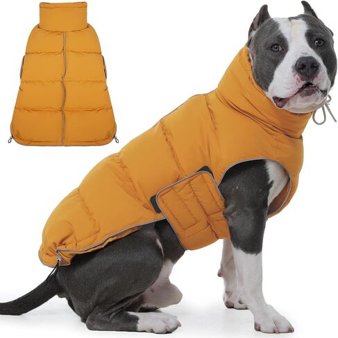 FUAMEY Dog Puffer Jacket for Large Dogs,Dog Cold Weather Coats Winter Dogs Down Jackets Waterproof Pet Snowsuits Warm Puppy Winter Vest Turtleneck Pets Adjustable Jackets Coats Pink L in Kuwait