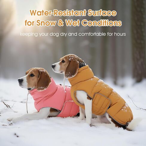 FUAMEY Dog Puffer Jacket for Large Dogs,Dog Cold Weather Coats Winter Dogs Down Jackets Waterproof Pet Snowsuits Warm Puppy Winter Vest Turtleneck Pets Adjustable Jackets Coats Pink L in Kuwait