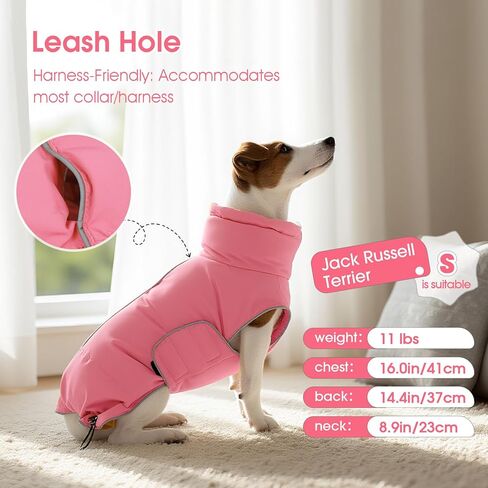 FUAMEY Dog Puffer Jacket for Large Dogs,Dog Cold Weather Coats Winter Dogs Down Jackets Waterproof Pet Snowsuits Warm Puppy Winter Vest Turtleneck Pets Adjustable Jackets Coats Pink L in Kuwait