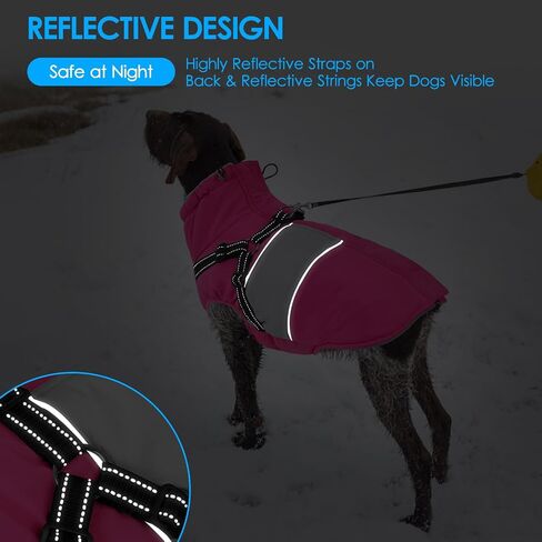 KOESON Dog Coat, Warm Dog Winter Jacket with Harness, Waterproof Pet Cold Weather Coats with Fleece Lining, Reflective & Windproof Snowsuit Sweater for Schnauzer, Yorkshire, Dachshund, Hot Pink S in Kuwait