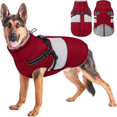 KOESON Dog Coat, Warm Dog Winter Jacket with Harness, Waterproof Pet Cold Weather Coats with Fleece Lining, Reflective & Windproof Snowsuit Sweater for Schnauzer, Yorkshire, Dachshund, Hot Pink S in Kuwait