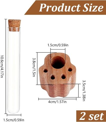 2 مجموعات Cat Whisker Holder Mini Glass Glass Jar مع قاعدة خشبية على شكل مخلب الشفافة للحيوانات الأليفة شعرة الهاوية التذكارية حاويات جرة للقطط الكلاب مجموعة عشاق الحيوانات الأليفة هدية 4 " in Kuwait