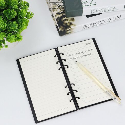 Multibey A6 Binder 6-Ring Pink Acrylic Binder Binder Cover ، حلقة جولة معدنية ذهبية مع 45 ورقة تصطف على الأرواح الداخلية ، A6 Planner Binder (Pink Rose) in Saudi Arabia