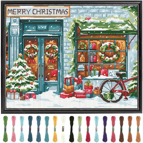FreeBloss 11ct Christmas Cross Cross Kits مجموعات تطريز مختومة مع طقم تعليق الجدار المعلق للإبرة الكبار الديكور Art Decoration 16x20in/40x50cm in Saudi Arabia