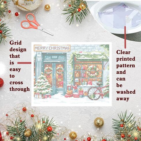 FreeBloss 11ct Christmas Cross Cross Kits مجموعات تطريز مختومة مع طقم تعليق الجدار المعلق للإبرة الكبار الديكور Art Decoration 16x20in/40x50cm in Saudi Arabia