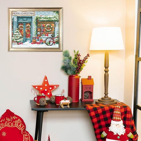 FreeBloss 11ct Christmas Cross Cross Kits مجموعات تطريز مختومة مع طقم تعليق الجدار المعلق للإبرة الكبار الديكور Art Decoration 16x20in/40x50cm in Saudi Arabia