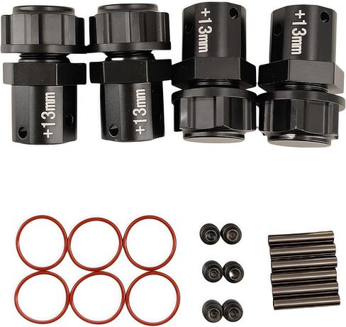 Aluminum +13mm Extended Wheel Hex Hub Set Upgrade Parts for Arrma 1/8 Kraton Outcast 1/7 BigRock Mojave Infraction Felony Limitless (Silver) in Saudi Arabia