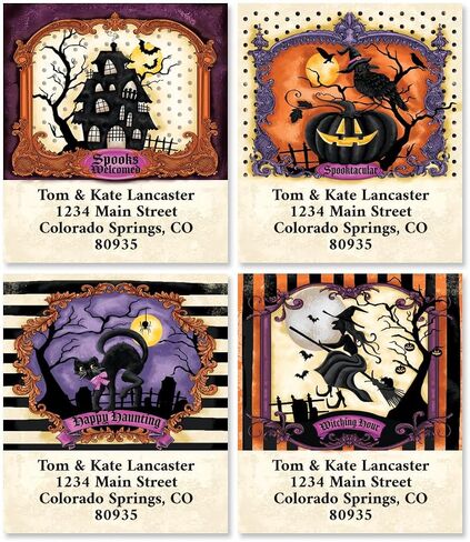 Haunted Hallways Halloween Personalized Address Labels - Set of 144, 1 ½" x 1 ¾", Self-Adhesive, Large Flat-Sheet Select Labels, by Colorful Images in Saudi Arabia
