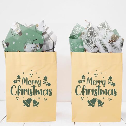 JarThenaAMCS 120 Sheets Christmas Tissue Paper Snowman Pinecone Plaid Gift Wrapping Paper Sage Green Art Paper for Winter Xmas Home Party DIY Crafts Supplies, 14 x 20 Inch in Saudi Arabia