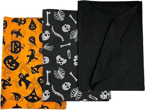 Hixixi 30 Sheets Halloween Tissue Paper for Gift Bags 20"x14" DIY Crafts Black Orange Gift Box Craft Wrapping Tissue Paper Fall Holiday Decoration (Black) in Saudi Arabia
