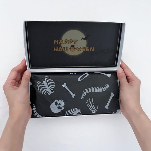 Hixixi 30 Sheets Halloween Tissue Paper for Gift Bags 20"x14" DIY Crafts Black Orange Gift Box Craft Wrapping Tissue Paper Fall Holiday Decoration (Black) in Saudi Arabia