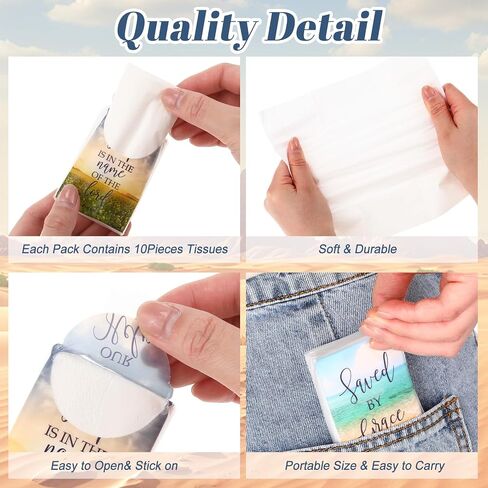 Outus 100 PCS أنسجة الجيب المسيحية حجم 3 رقائق صغيرة الكتاب المقدس الآية أنسجة الوجه الفرد 300 ورقة هدية دينية ملهمة لزميل في الكنيسة السفر (أسلوب المشهد) in Saudi Arabia