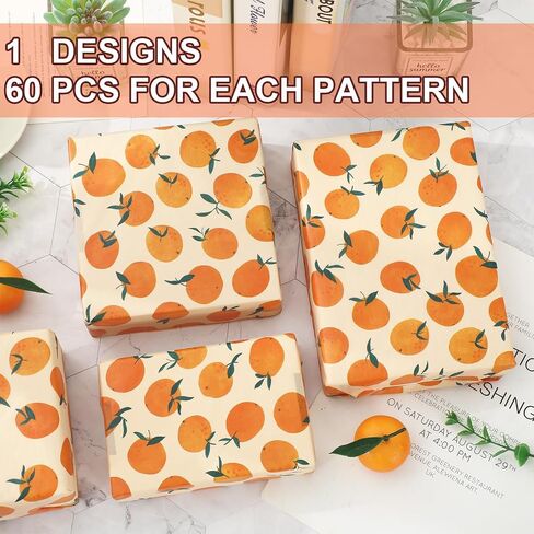 JarThenaAMCS 60 Pcs Orange Tissue Paper Little Cutie Wrapping Paper Citrus Fruit Decorative Art Tissue for Summer Baby Shower Birthday, 14 x 20 Inch in Saudi Arabia