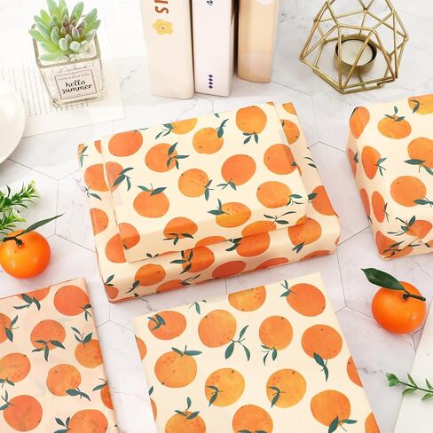JarThenaAMCS 60 Pcs Orange Tissue Paper Little Cutie Wrapping Paper Citrus Fruit Decorative Art Tissue for Summer Baby Shower Birthday, 14 x 20 Inch in Saudi Arabia
