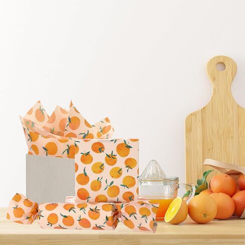 JarThenaAMCS 60 Pcs Orange Tissue Paper Little Cutie Wrapping Paper Citrus Fruit Decorative Art Tissue for Summer Baby Shower Birthday, 14 x 20 Inch in Saudi Arabia