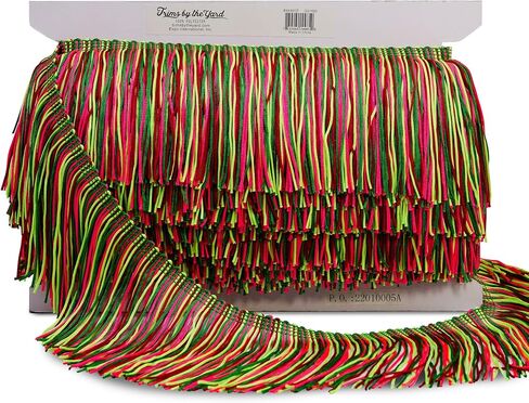 Trims By The Yard 4" Multicolor Chainette Fringe Trim, Polyester-Made Decorative Fringe Trim, for Costumes, Home Decor, and Party Decorations, Durable Fringes, 5-Yard Cut, Red/White/Blue in Saudi Arabia
