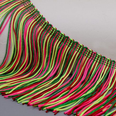 Trims By The Yard 4" Multicolor Chainette Fringe Trim, Polyester-Made Decorative Fringe Trim, for Costumes, Home Decor, and Party Decorations, Durable Fringes, 5-Yard Cut, Red/White/Blue in Saudi Arabia