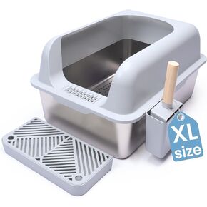 XL Stainless Steel Sifting Litter Box-23"x15"x13" – Cat Litter Box, Multi-Cat, Large Cats, High Side/Anti-Urine Leakage Shell (Easy Shell) Easy to Clean, Odor Control. in Saudi Arabia
