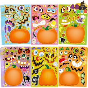 Joyin 48 PCS Halloween Pumpkin Stickers for Kids ، Walloween Party Favor ، لوازم الحفلات الحرفية ، ملصقات مضحكة مع تصميم قرع مختلف ، ألعاب الفصول الدراسية ، Goadies Treatments （Age 3+） in Saudi Arabia