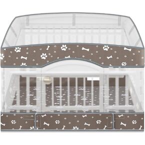 2 Pack Dog Playpens Cover and Bottom Mat Fits for 36 Inch 4 Panels Pet PlayPen, Dog Crate Cover Puppy Exercise Pad, Reusable Washable, Hoop and Loop Design, Playpen Not Included(Grey) in Saudi Arabia