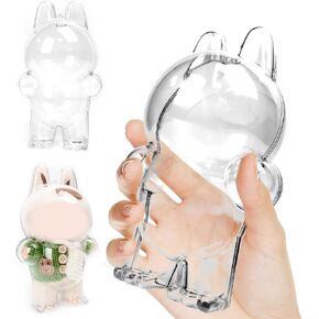 Protective Display Case Compatible LABUBU Doll - Crystal Clear Acrylic Standing Hard Display Box, fits Standard LABUBU Size Secure Backpack Hooks for Outdoor Showcase(Doll Not Included)(Sitting) in Saudi Arabia
