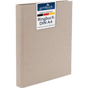 Summertime 37 211 Ring Binder A4 Beige Dimensions 26 x 32 x 4.2 cm Stapler with 4-Ring Mechanism and Clamping Bracket, Ring Binder Format DIN A4, Linen Cover Light Brown in Saudi Arabia