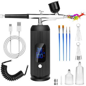 Airbrush Kit with Compressor 38PSI Portable Airbrush Gun Rechargeable Handheld Cordless Non-Clogging Air Brush for Nails, Painting, Modeling, Pastry, Makeup and Nail Art in Saudi Arabia