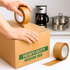 شريط التعبئة المتحركة لصناديق 2 -PK - لا حاجة إلى بندقية شريطية ، والدموع باليد ، وسقة ذاتية - سهلة الإزالة ، قابلة للكتابة - قابلة لإعادة التدوير ، تخزين وشحن مستلزمات ، 1.9 "× 55 YD ، ورق كرافت ، تماما in Kuwait