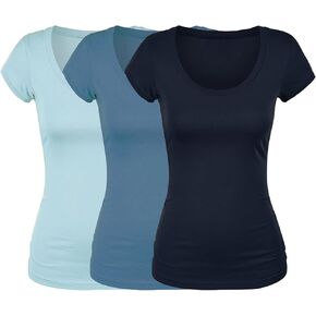 Emmalise Women's Short Sleeve Tshirt Scoop Neck Tee Value Pack Junior Plus Sizes in Kuwait