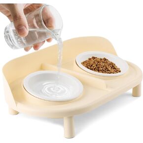 أوعية قطة مرتفعة ، غذاء القط المائل ووعاء الماء مع 2 كمبيوتر أوعية للحيوانات الأليفة ، وقصة راكدة ، ومحطة تغذية طبق الأملاء المضاد للقيء لجميع القطط الحجم والكلاب الصغيرة (رمادي) in Kuwait
