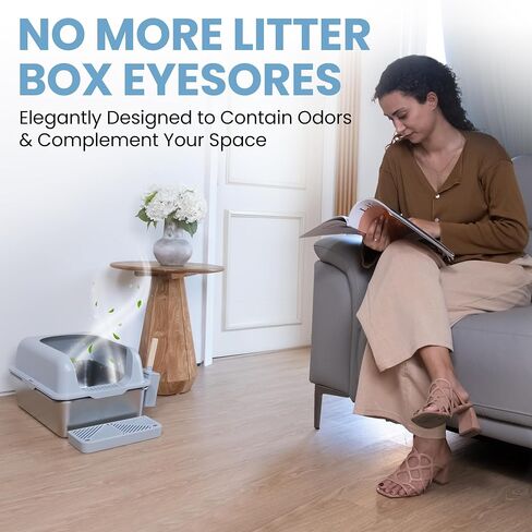 XL Stainless Steel Sifting Litter Box-23"x15"x13" – Cat Litter Box, Multi-Cat, Large Cats, High Side/Anti-Urine Leakage Shell (Easy Shell) Easy to Clean, Odor Control. in Saudi Arabia