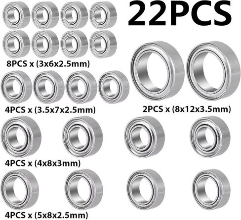 Compatible with Traxxas for TRX4M 1/18 RC Car Upgrade Modification Replacement Parts Accessories 22PCS Steel Bearing Kit RC Car Accessories in Saudi Arabia
