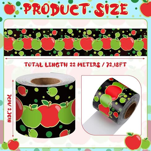 Sherr 72.18 ft Back to School Bulletin Board Borders Apple Trim Border Roll Welcome Back Bulletin Board Classroom Decor Red Apple First Day of School Decorations for Classroom Chalkboard Wall Decor in Saudi Arabia